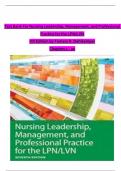 TEST BANK For Nursing Leadership, Management, and Professional Practice for the LPN/LVN, 7th Edition by Tamara R. Dahlkemper, Verified Chapters 1 - 20, Complete Newest Version