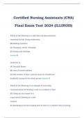 Certified Nursing Assistants (CNA) Final Exam Test 2024 with complete solutions- correct answers (ILLINOIS)