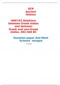 OCR  Ancient History  H007/01 Relations between Greek states and between Greek and non-Greek states, 492–404 BC  Question paper And Mark Scheme  merged 