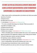 CCHT-Certified Clinical Hemodialysis Technician EXAM Part A LATEST 2024-2025 120 LATEST EXAM QUESTIONS WITH DETAILED VERIFIED ANSWERS (100% CORRECT) ALREADY GRADED A+ 2024 2025 