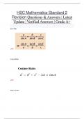 HSC Mathematics Standard 2  Revision Questions & Answers | Latest  Update | Verified Answers | Grade A+