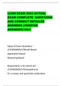 LCSW EXAM 2024 ACTUAL  EXAM COMPLETE QUESTIONS  AND CORRECT DETAILED  ANSWERS (VERIFIED  ANSWERS)100%