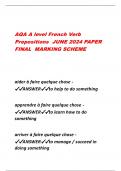 AQA A level French Verb  Prepositions JUNE 2024 PAPER  FINAL MARKING SCHEME