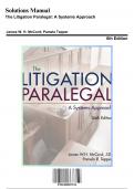 Solution Manual for The Litigation Paralegal: A Systems Approach, 6th Edition by McCord, 9781285857152, Covering Chapters 1-12 | Includes Rationales