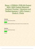 Exam 1: PNR203 / PNR 203 (Latest 2024 / 2025 Update) Maternal-Newborn Nursing | Questions and Verified Answers | 100% Correct | Grade A - Fortis