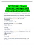 ECON 3100- Clemson Midterm Exam Questions with Verified Answers100%