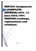 MIP2601 Assignment 2 (COMPLETE ANSWERS) 2024 - 12 June 2024; 100% TRUSTED workings, explanations and solutions. 