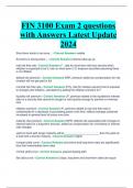 FIN 3100 Exam 2 questions with Answers Latest Update 2024