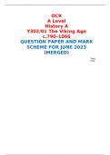 OCR A Level History A Y302/01 The Viking Age c.790–1066 QUESTION PAPER AND MARK SCHEME FOR JUNE 2023 (MERGED) 