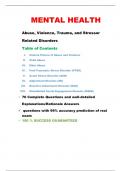 Abuse, Violence, Trauma, and Stressor Related Disorders|76 QUESTIONS WITH VERIFIED detailed answers (graded A+ )