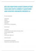 BIO 202 MIDTERM EXAM COMPILATION  2024-2025 WITH CORRECT QUESTIONS  AND VERIFIED ANSWERS GRADED A+