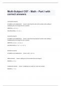 Multi-Subject CST - Math - Part I with correct answers