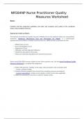 NR584NP Nurse Practitioner Quality Measures Worksheet Completed