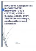 MNG4801 Assignment 3 (COMPLETE ANSWERS) 2024 (277337) - DUE 4 October 2024; 100% TRUSTED workings, explanations and solutions.