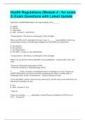 Health Regulations (Module 4 - for exam 2) Exam Questions with Latest Update