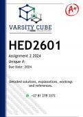 HED2601 Assignment 2 (DETAILED ANSWERS) 2024 - DISTINCTION GUARANTEED