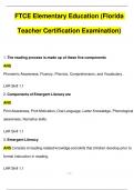 FTCE Elementary Education (Florida Teacher Certification Examination) Actual Exam with Questions and Answers (2024 / 2025) 100% Guarantee Pass