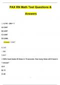 NLN PAX RN Math Test Actual Exam with Questions and Answers (2024 / 2025) 100% Guarantee Pass