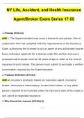 NY Life, Accident, and Health Insurance Agent Broker Exam Series 17-55 with Questions and Answers (2024 / 2025) 100% Guarantee Pass