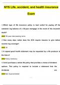 NYS Life, accident, and health insurance Exam Actual Exam with Questions and Answers (2024 / 2025) 100% Guarantee Pass