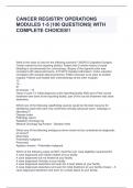 CANCER REGISTRY OPERATIONS MODULES 1-5 |100 QUESTIONS| WITH COMPLETE CHOICES!!