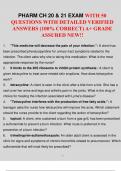 PHARM CH 20 & 21 EXAM WITH 50 QUESTIONS WITH DETAILED VERIFIED ANSWERS (100%ALREADY GRADED A+