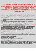 ATI PN MATERNAL NEWBORN PRACTICE ASSESSMENT WITH NGN 50+ QUESTIONS AND WITH DETAILED VERIFIED ANSWERS (100% CORRECT) A+ GRADE ASSURED