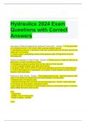 Hydraulics 2024 Exam Questions with Correct Answers 