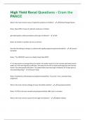 High Yield Renal Questions - Cram the PANCE Questions And Answers Rated A+