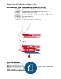 Samenvatting afwijkende mondgewoonten