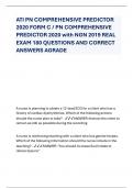 ATI PN COMPREHENSIVE PREDICTOR 2020 FORM C / PN COMPREHENSIVE PREDICTOR 2020 with NGN 2019 REAL EXAM 180 QUESTIONS AND CORRECT ANSWERS AGRADE