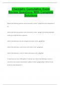 Chemistry Cumulative Exam  Review Questions With Complete  Solutions