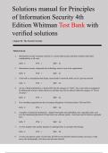 Solutions manual for Principles of Information Security 4th Edition Whitman Test Bank with verified solutions 