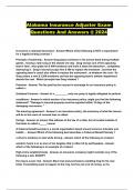 Alabama Insurance Adjuster Exam Questions And Answers @ 2024