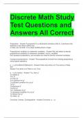 Discrete Math Study Test Questions and Answers All Correct