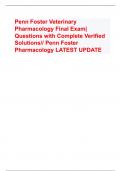    Penn Foster Veterinary Pharmacology Final Exam| Questions with Complete Verified Solutions// Penn Foster Pharmacology LATEST UPDATE 