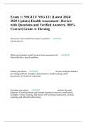 Exam 1: NSG121/ NSG 121 (Latest 2024/ 2025 Update) Health Assessment | Review with Questions and Verified Answers| 100% Correct| Grade A- Herzing