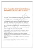 EPIC TRAINING: TEST EXAM WITH ALL ANSWERS UPDATED AND VERIFIED