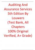 Test Bank For Auditing And Assurance Services 5th Edition By  Timothy Louwers, Robert Ramsay, David Sinason, Jerry Strawser , Jay Thibodeau