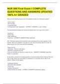 NUR 206 Final Exam I COMPLETE QUESTIONS AND ANSWERS UPDATED 100% A+ GRADED