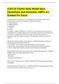 CLR110 Clarity Data Model Quiz (Questions and Answers) 100% A+ Graded For Excel