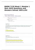 BADM 7120 Week 1 Module 1 Quiz 2024 Questions and Answers Solved 100%;LSU