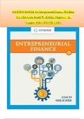 SOLUTION MANUAL for Leach & Melicher - Entrepreneurial Finance 7th Edition, All Chapters 1 - 16, Complete Latest Version With CAPSTONE CASES 