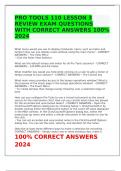 PRO TOOLS 110 LESSON 3 REVIEW EXAM QUESTIONS WITH CORRECT ANSWERS 100% 2024