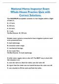 National Home Inspector Exam  Whole House Practice Quiz with  Correct Solutions.