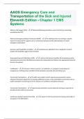 AAOS Emergency Care and Transportation of the Sick and Injured Eleventh Edition - Chapter 1 EMS Systems  Questions & Answers Already Passed!!