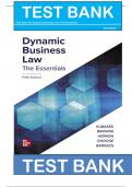 Instructor Solution Manual For Dynamic Business Law The Essentials, 5th Edition, Nancy Kubasek ISBN: 9781260253382|| Complete Guide A+