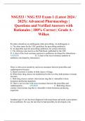 NSG533 / NSG 533 Exam 1 (Latest 2024 / 2025): Advanced Pharmacology | Questions and Verified Answers with Rationales | 100% Correct | Grade A - Wilkes