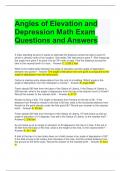 Angles of Elevation and Depression Math Exam Questions and Answers 