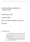 2024 Mark Scheme {RESULTS } Summer 2023 Pearson Edexcel GCE In Spanish {9sp0} Paper 2 {II} :Written Response to works and Translation